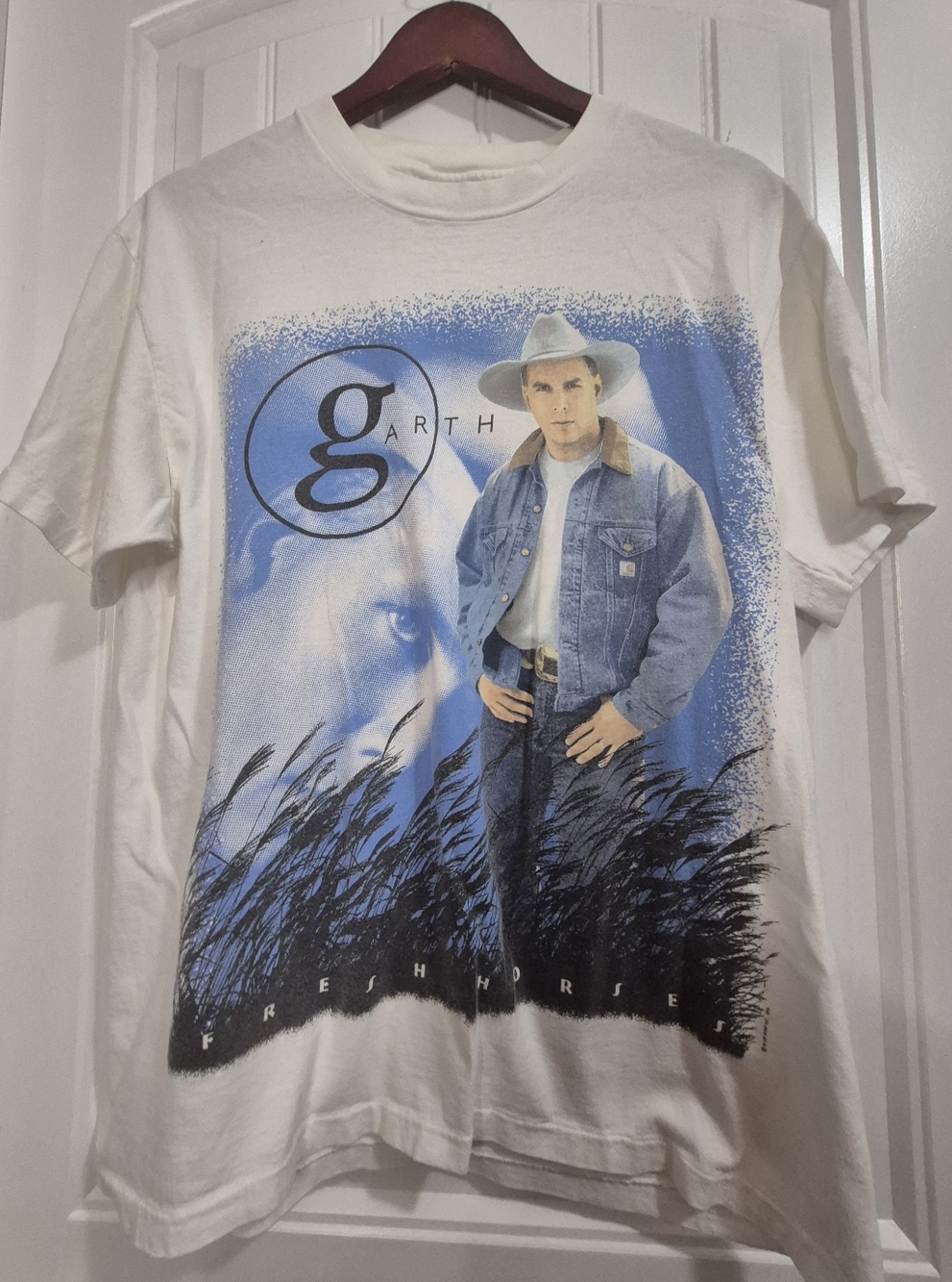 VTG Garth Brooks Fresh Horses 1996 Album Tour T Shirt White Size Adult Large 🐎